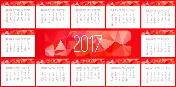 Year 2017 monthly calendar - Wektor, obraz