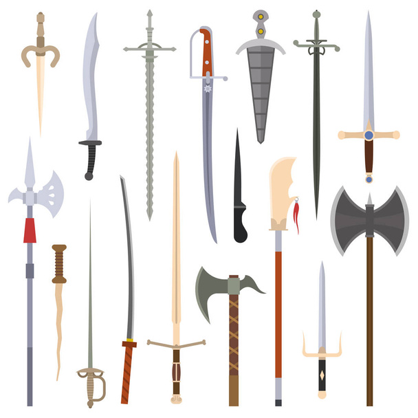 Knifes iron weapon collection. - Vector, Image