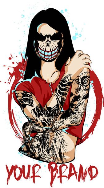 Lady Tattooed illustratie - Vector, afbeelding