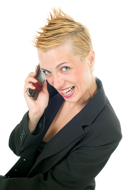 punk rock business woman phoning - Photo, Image
