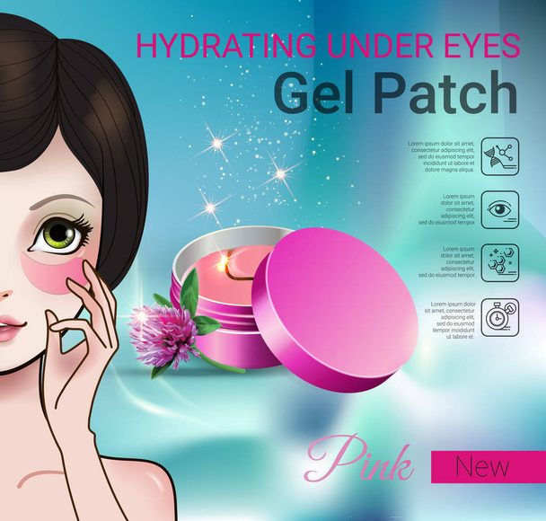 Vectorillustratie met Manga stijl meisje en eye gel patches - Vector, afbeelding