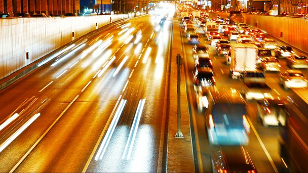 tijd lapse verkeer en auto nachtverlichting - Video