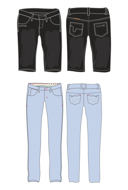Bekleidungsschablone alle Jeans Set - Vektor, Bild