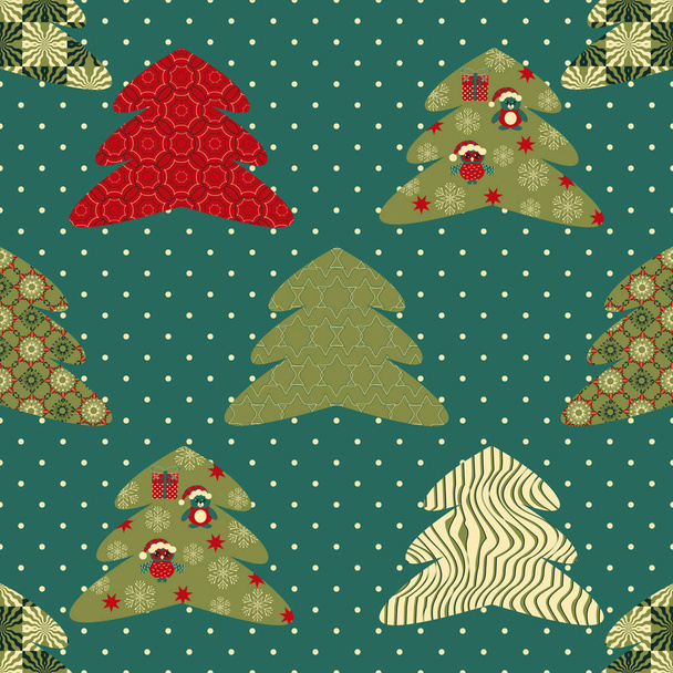 Vector set of decorative Christmas trees. Seamless illustration - Vector, Image