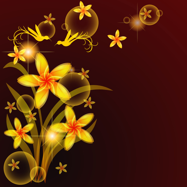 Flowers and birds - Vector, Image