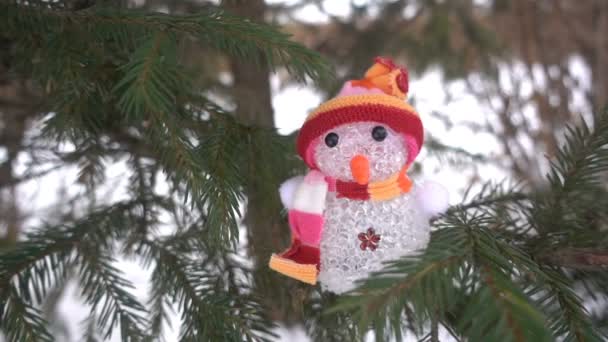 Winter, Weihnachten, Fichtenzweige unter dem Schnee, Weihnachtsformen auf den Zweigen der Fichte - Filmmaterial, Video