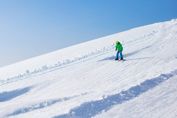 Ski and snow fun for kids in winter mountains - Fotoğraf, Görsel