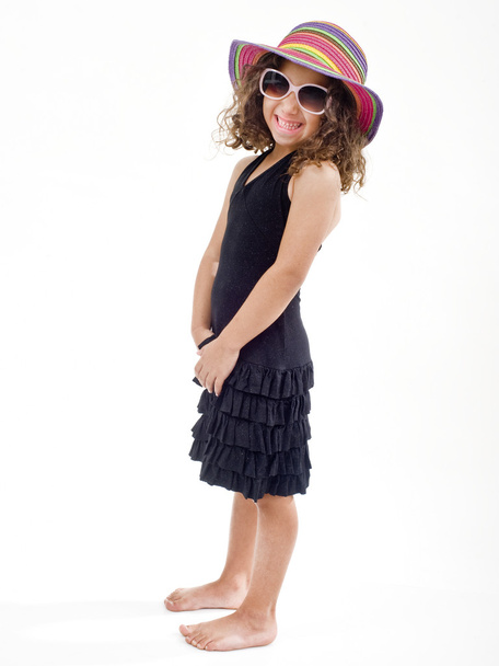 Young girl with hat and sunglasses - 写真・画像