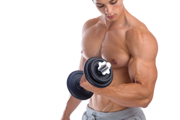 Biceps training bodybuilder bodybuilding muscles power strong mu - Photo, Image