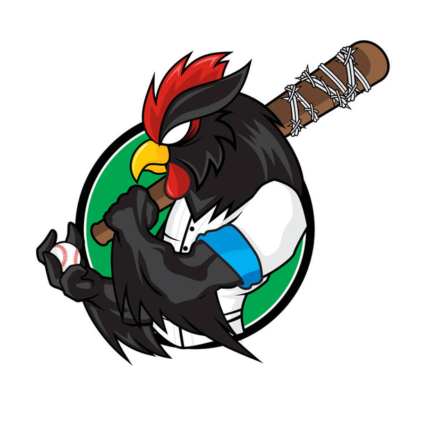 Baseball Mascots - Black Rooster - Vector, Image