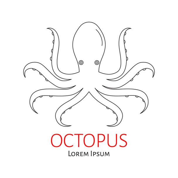 Octopus vektorové ilustrace rovná čára - Vektor, obrázek