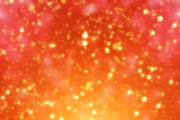Altın bokeh veya parlak ışık ve kırmızı Noel arka plan. Altın yuvarlak parçacıkları - Fotoğraf, Görsel