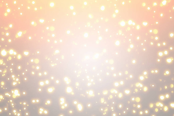 Christmas abstract zilveren achtergrond met gouden ronde bokeh of cirkel glitter lichten en witte tafel. Gebruiken voor weergave of montage van uw producten - Foto, afbeelding