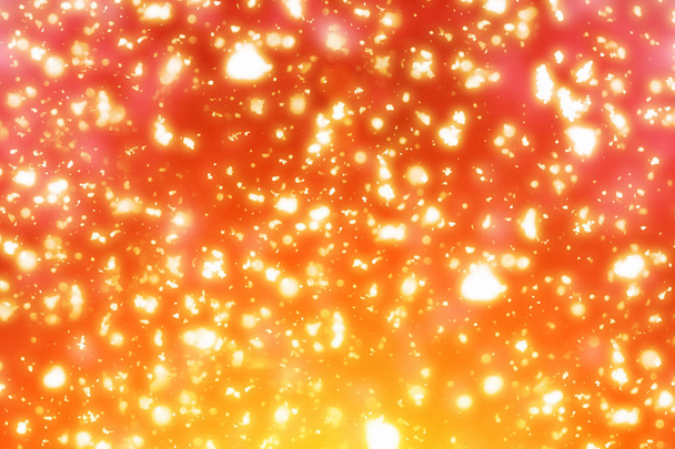 Red Christmas Background with Golden circle glitter or bokeh lights. Round defocused particles - Photo, Image