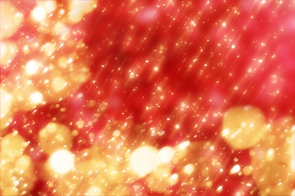 Piros karácsonyi háttér a Golden circle csillogó vagy bokeh fények. Kerek arany defocused részecskék - Fotó, kép