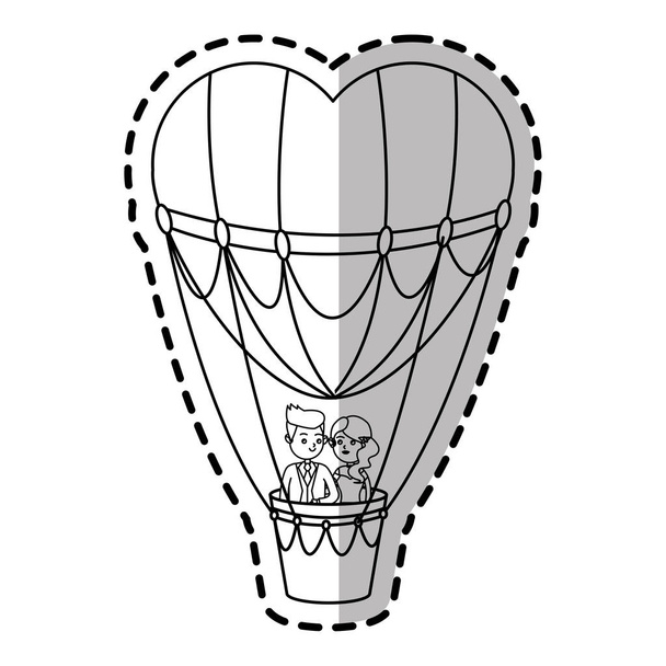 Hot air balloon and heart design - Vector, Image