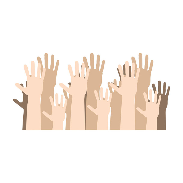 handen omhoog democratie ison menselijke - Vector, afbeelding