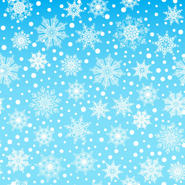 Бесшовный узор, текстура со снежинками и снегом на синем фоне
 - Вектор,изображение