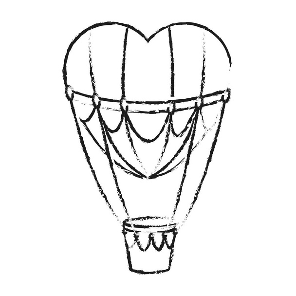 Sıcak hava balon ve kalp tasarımı - Vektör, Görsel