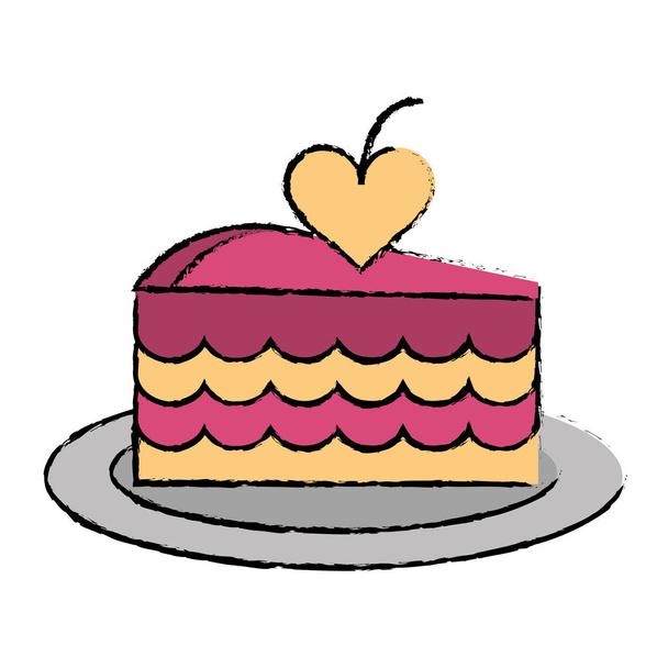 cartoon delicious pink cake with love heart - Vector, Image