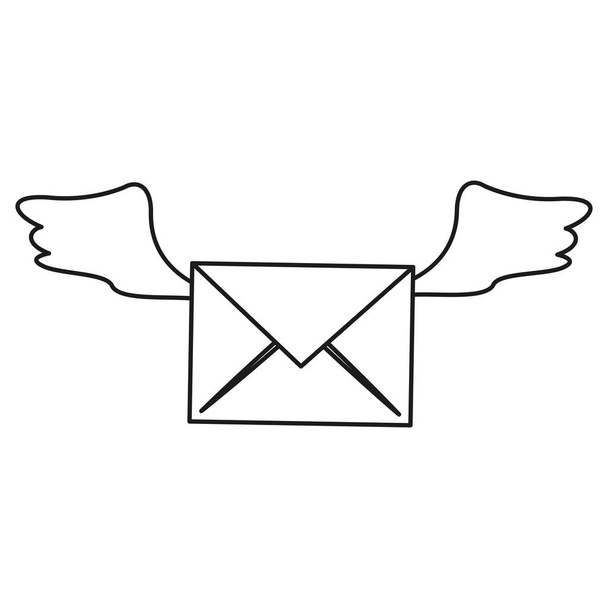 winged email envelope mail express outline - Vector, Image