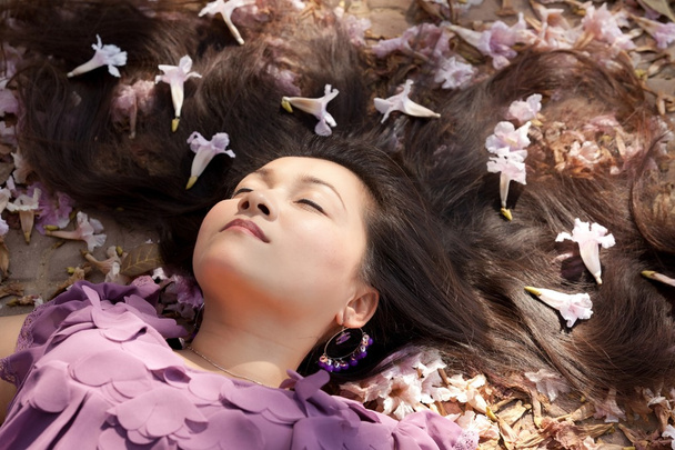 beauty asian woman asleep - Фото, изображение