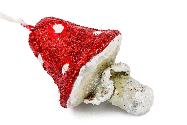 Champignon amanita, décoration vintage pour sapin de Noël, isoler
 - Photo, image