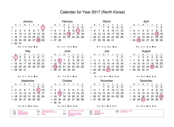 Jahreskalender 2017 mit Feiertagen und Feiertagen - Foto, Bild