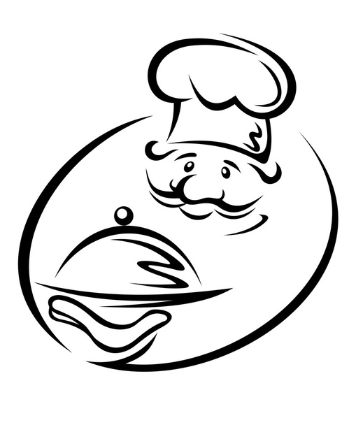 Chef com bandeja
 - Vetor, Imagem