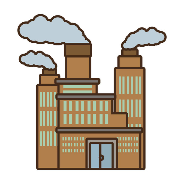 κινουμένων σχεδίων κατασκευής κτίριο ρύπανση καμινάδα - Διάνυσμα, εικόνα