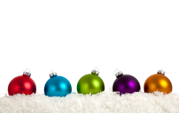 A group of colorful Christmas Baubles on White - Φωτογραφία, εικόνα