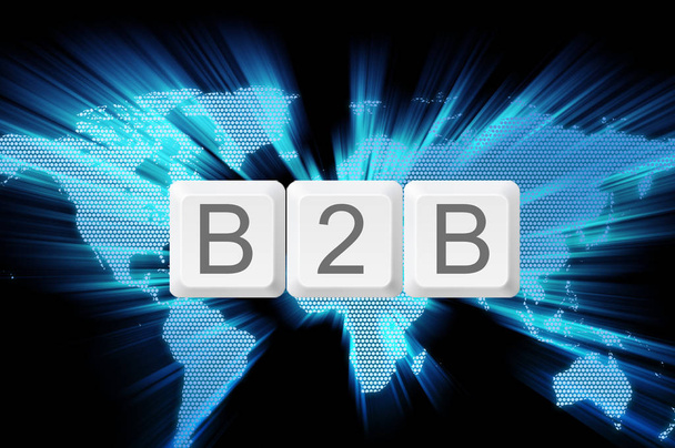 Obchod pro podniky (B2b) tlačítko klávesnice s pozadím světa - Fotografie, Obrázek
