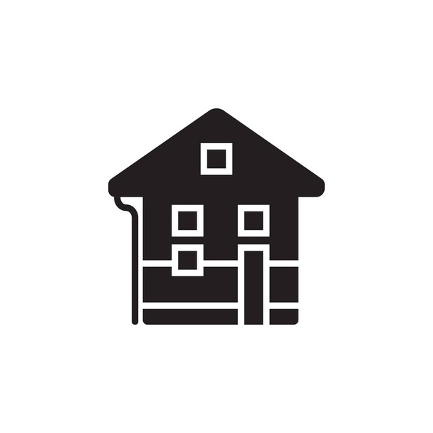 Icône vectorielle ou illustration avec maison en couleur noire
 - Vecteur, image