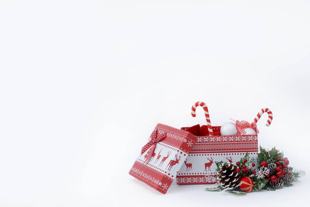 Christmas gift on a white background with space for text - Φωτογραφία, εικόνα