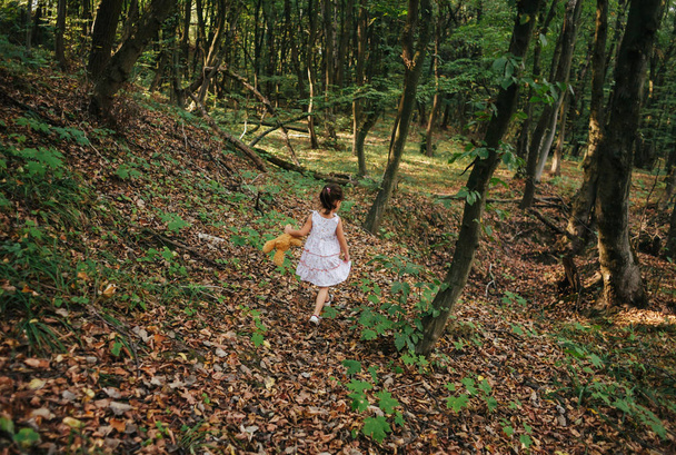 το παιδί που τρέχει μέσα στο δάσος - Φωτογραφία, εικόνα