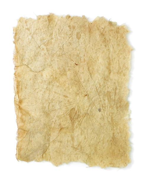 Piece of stained paper isolated on white background - Foto, Imagen