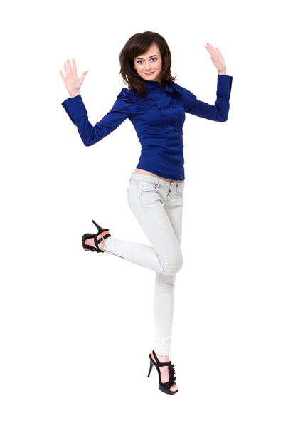 Attractive woman jumping - Photo, image