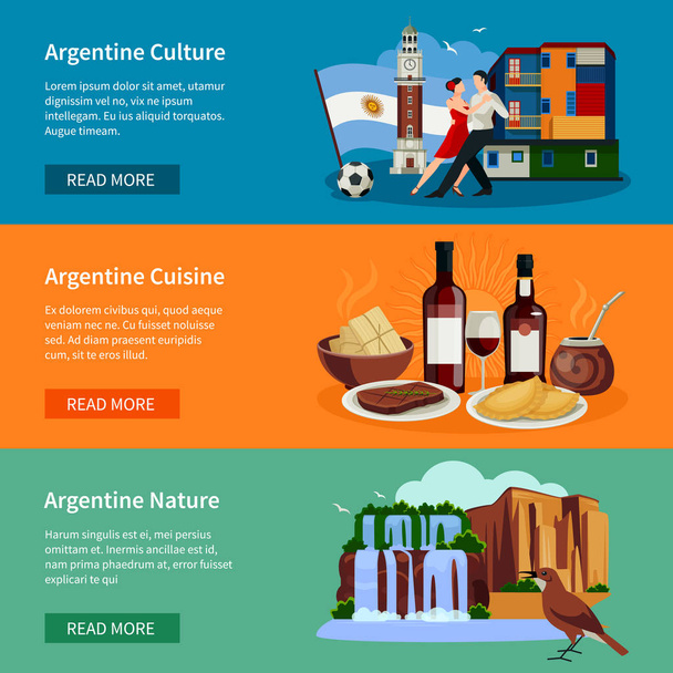 Toeristische Argentinië Flat Banners Website pagina  - Vector, afbeelding
