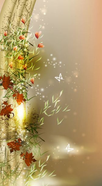 Composición de flores brillantes
  - Vector, Imagen