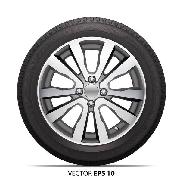 Wheel alloy tire radial for car on white background vector. - Vector, Image