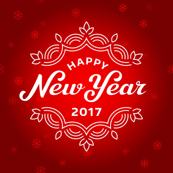 Feliz año nuevo 2017 letras tarjeta de felicitación diseño con copo de nieve
 - Vector, Imagen