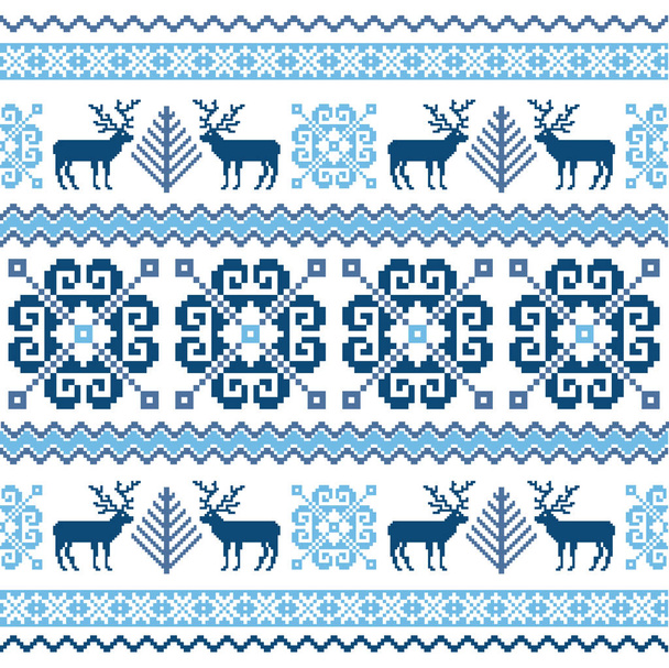 鹿とクリスマスのパターン - ベクター画像