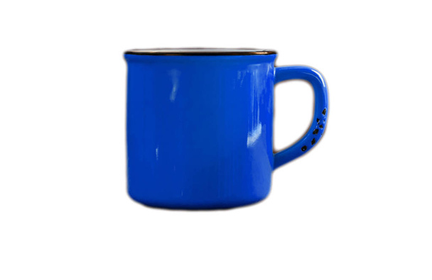 une vieille tasse bleue isolée
 - Photo, image