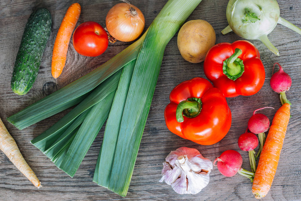 Fresh organic vegetables Healthy Food background.  - Foto, afbeelding