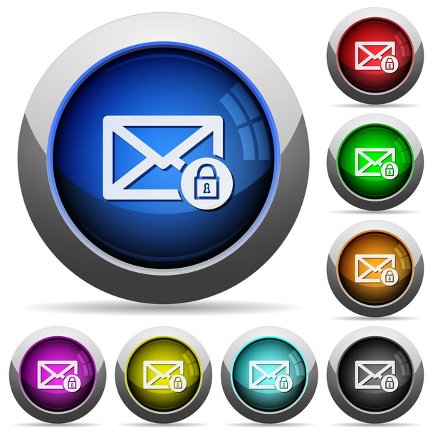 Lock mail glossy buttons - Вектор,изображение