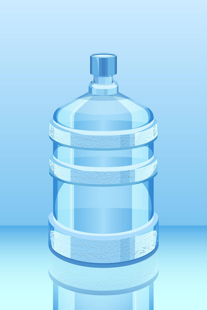 холодніша пляшка води, відображена на синій векторній ілюстрації. Чиста і свіжа
 - Вектор, зображення