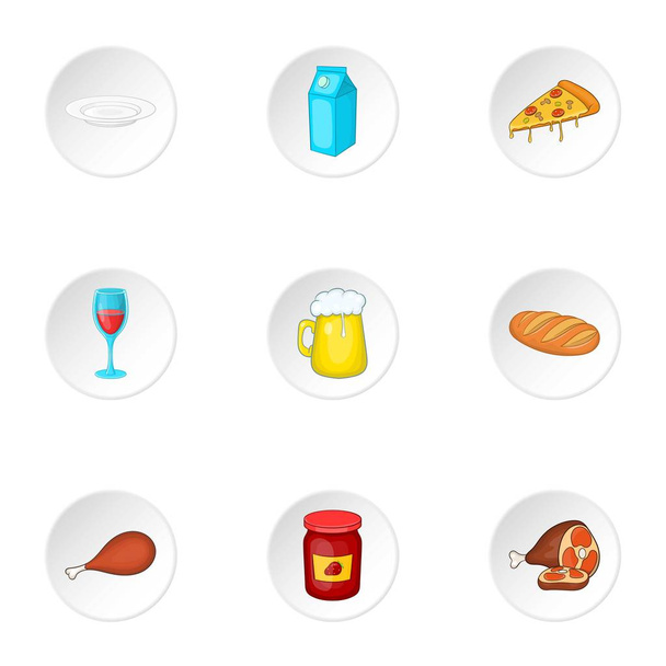 Calorie food icons set, cartoon style - ベクター画像