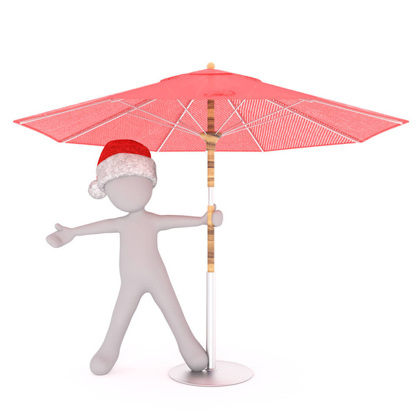 Gelukkig feestelijke 3d man onder een parasol - Foto, afbeelding
