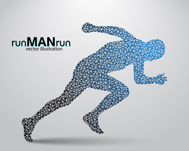 Silhouette of a running man from triangle. - Vector, Image