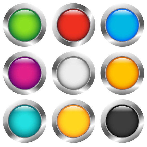 Блестящие красочные иконки кругов
 - Вектор,изображение